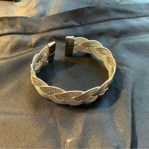Braided Silver-Tone Bangle Bracelet